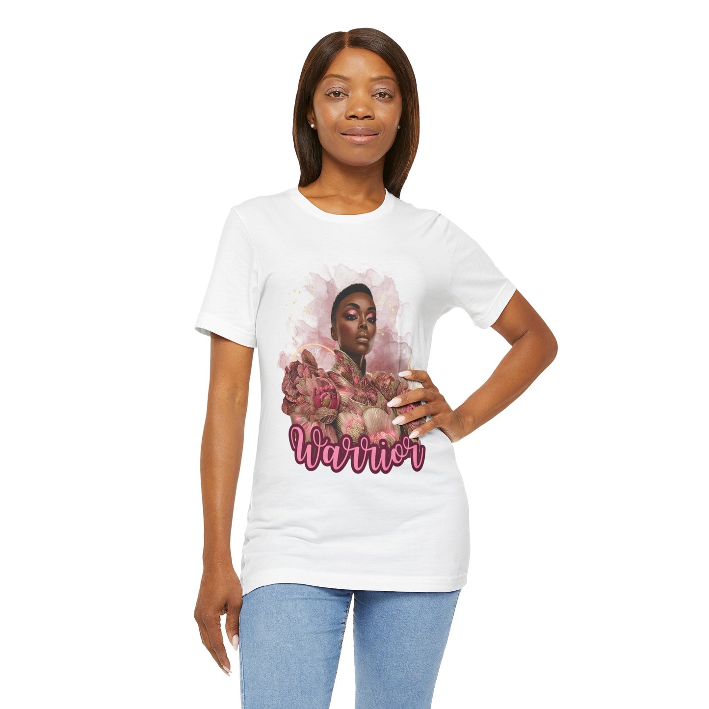 Warrior Queen Tee| Breast Cancer Awareness Shirt for Women | Rose Gold Warrior Tee | Pink Ribbon Strength Gift | Survivor Empowerment Apparel Description: