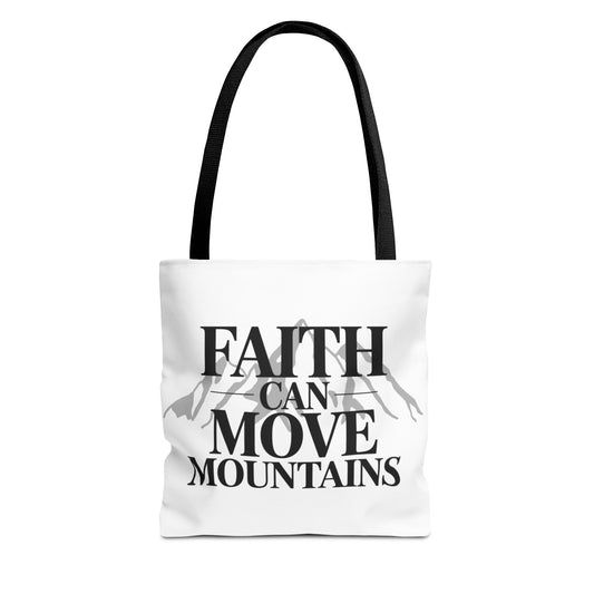 Faith Can Move Mountains Tote Bag – Inspirational Christian Tote, Scripture Quote Bag