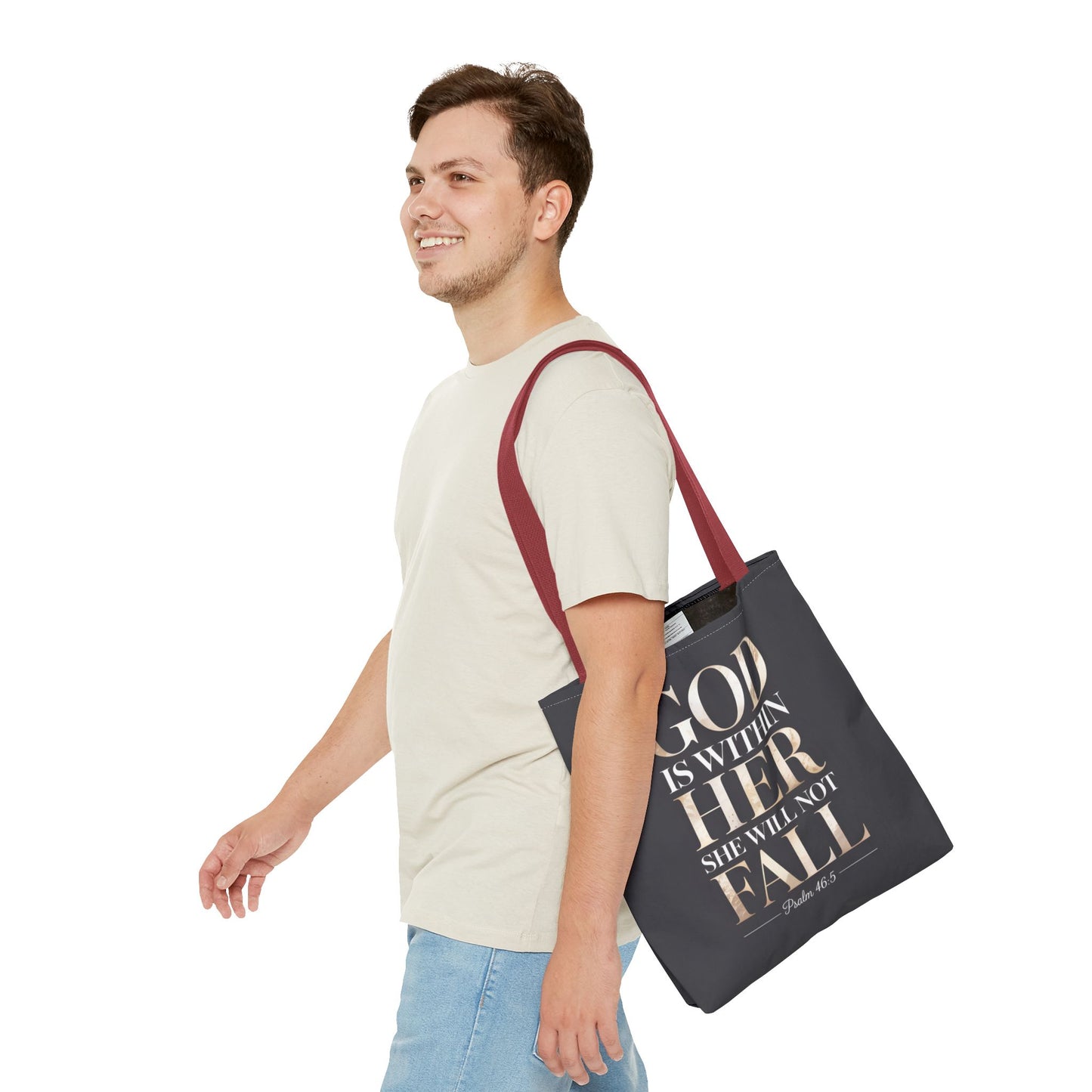 Copy of Psalm 46:5 Tote Bag, God Is Within Her She Will Not Fall Tote, Christian Scripture Tote, Faith Inspirational Bag for Women