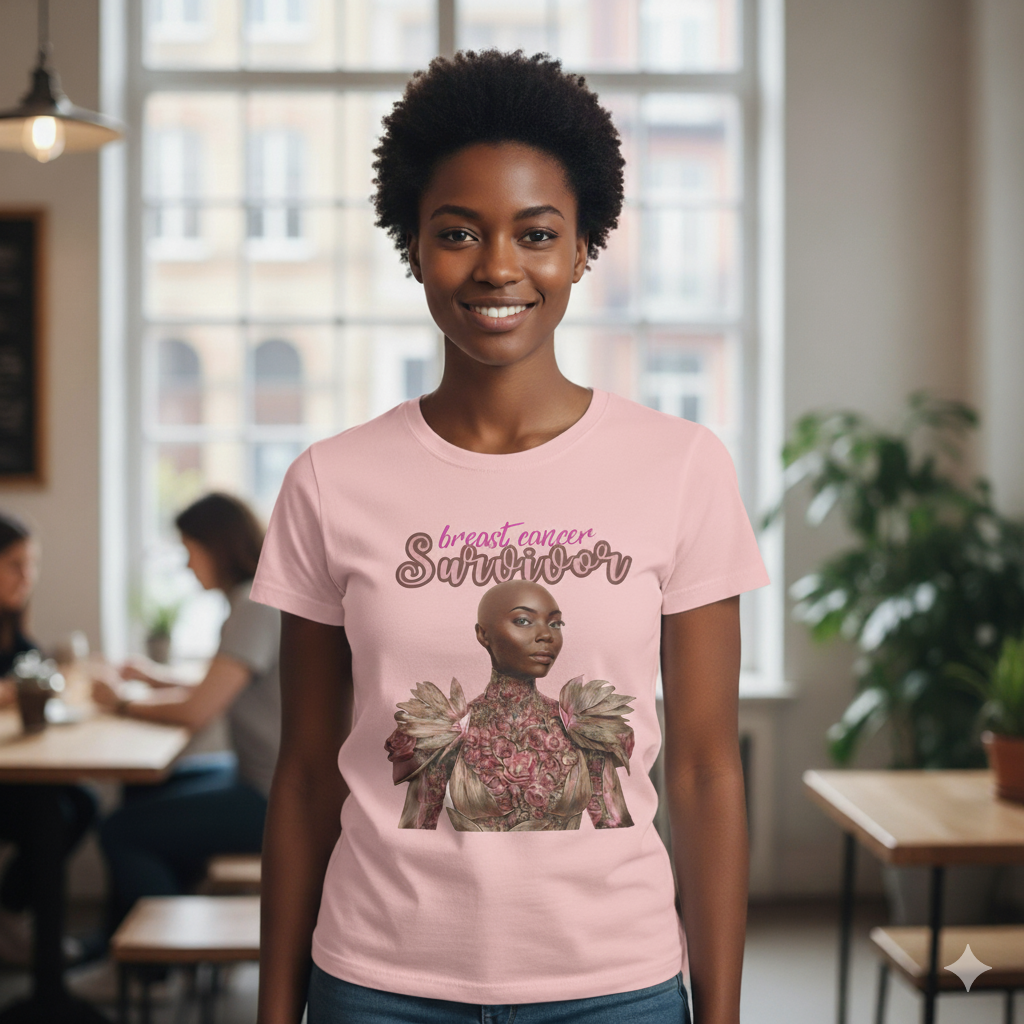 Breast Cancer Survivor Fancy Shirt | Elegant Pink Ribbon Tee | Survivor Empowerment Shirt | October Awareness Apparel for Women