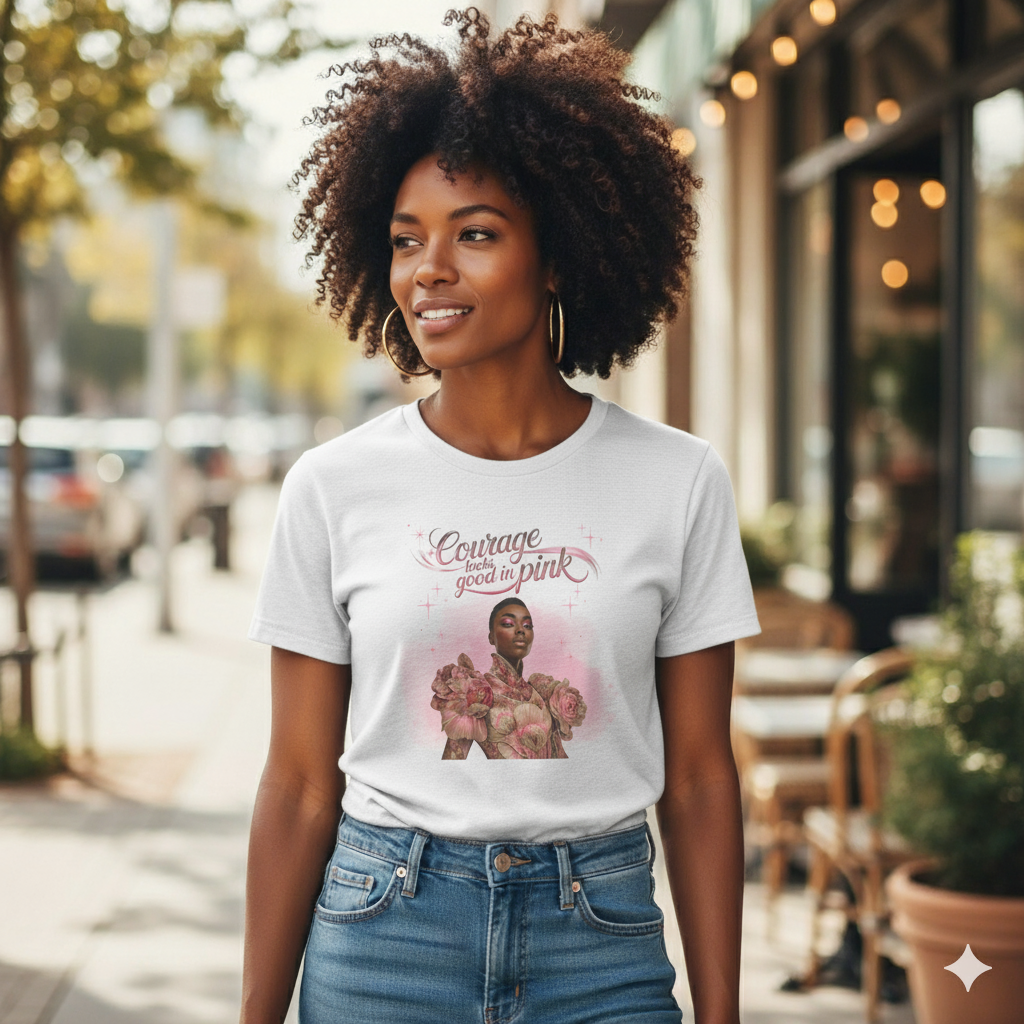 Courage Queen Shirt | Breast Cancer Awareness Tee | Survivor Strength Shirt | Pink Ribbon Courage T-Shirt | Empowerment Gift for Women