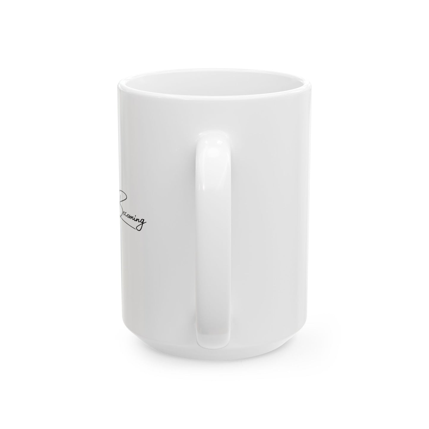 Quiet Becoming Mug – Soft Life & Gentle Growth Ceramic Cup-Elegant Black & White Hibiscus Coffee Cup (11oz, 15oz)