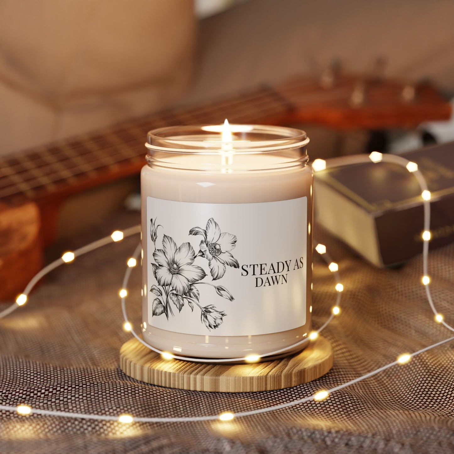 Steady as Dawn™ Apple Harvest Candle – Warm Morning Calm Soy Candle 9oz Scented Jar with Floral Label