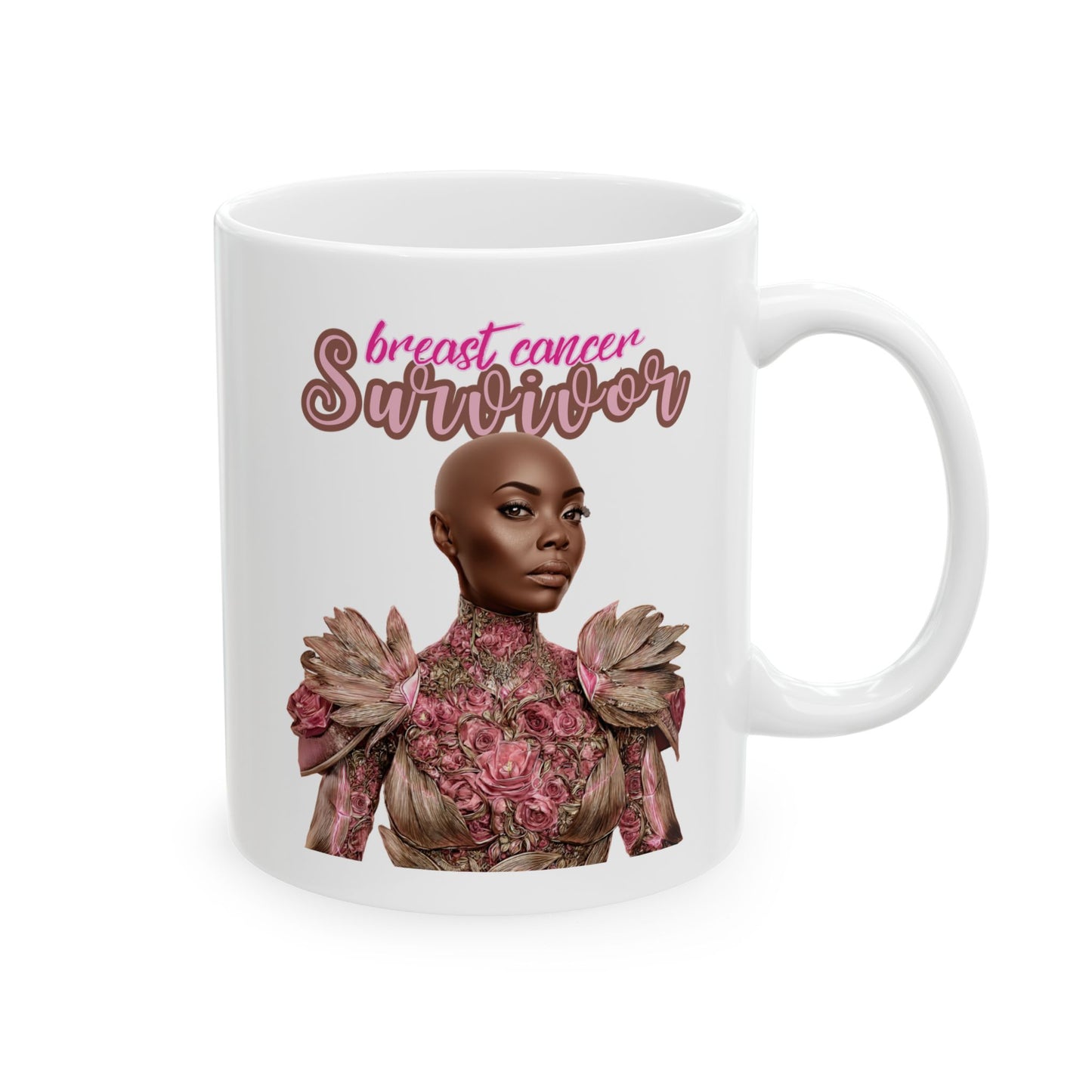 BC Survivor Fancy Mug | Breast Cancer Survivor Gift | Elegant Pink Ribbon Mug | Survivor Empowerment Coffee Cup | Awareness Month Gift for Women