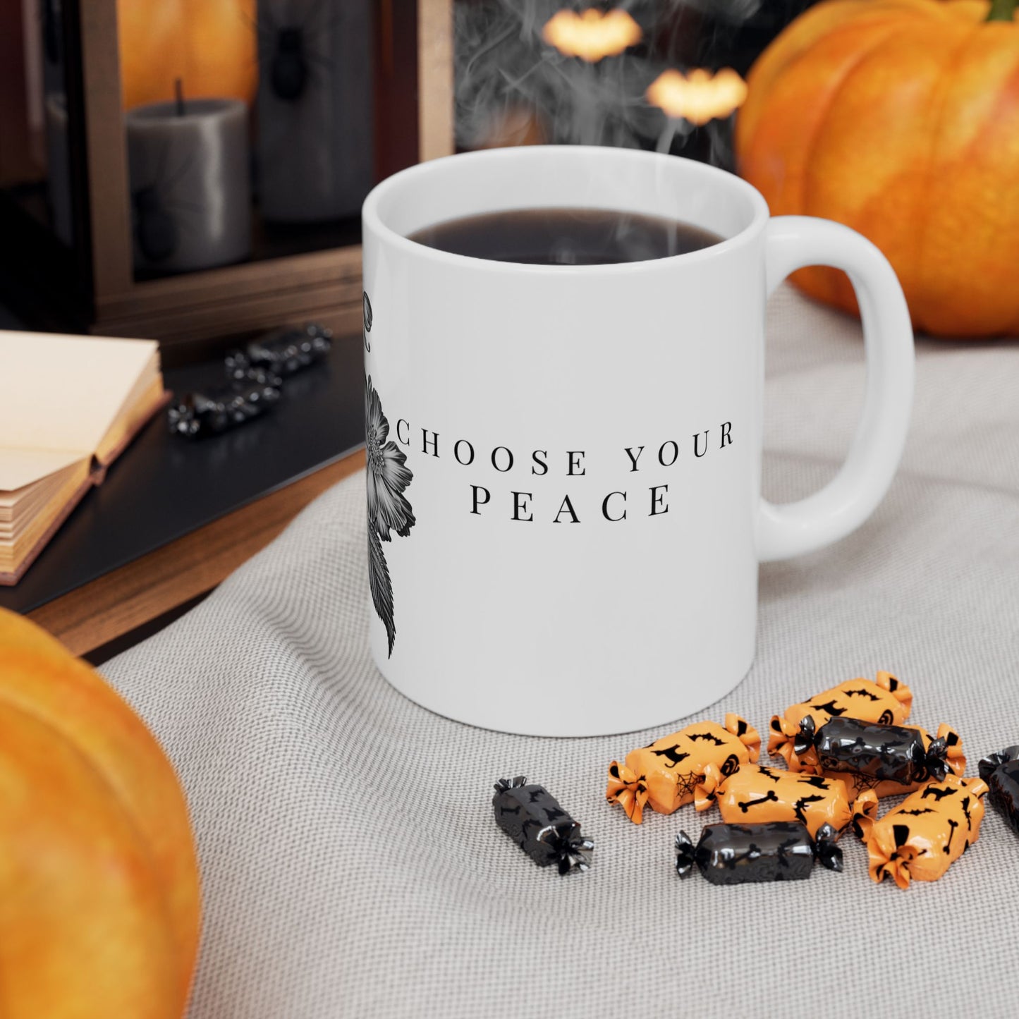 Choose Your Peace Mug – Inspirational Wellness Coffee Mug - Vintage Flower Coffee Cup (11oz, 15oz)