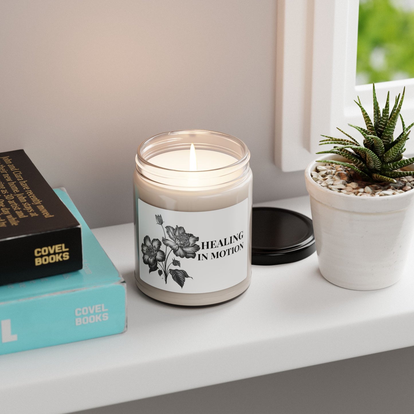 Healing in Motion Soy Candle, Warm Comfort Candle – Coconut Cream + Cardamom – Emotional Support 9oz Scented Jar (Aromatic Self-Care Gift)