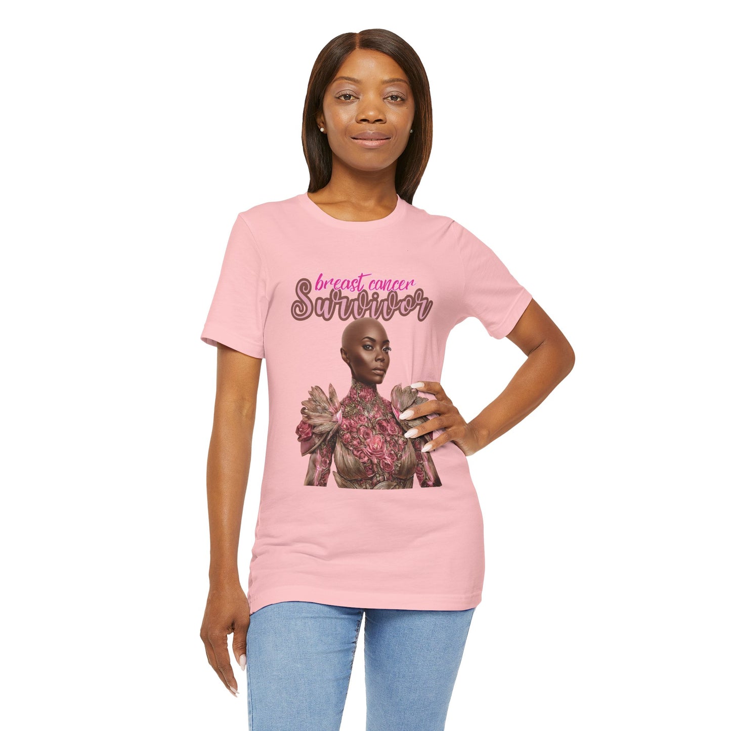 Breast Cancer Survivor Fancy Shirt | Elegant Pink Ribbon Tee | Survivor Empowerment Shirt | October Awareness Apparel for Women